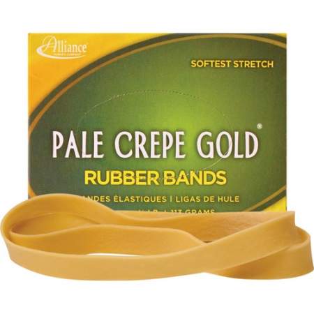Alliance 21079 Pale Crepe Gold Rubber Bands - Size #107 - 1/4 lb Box