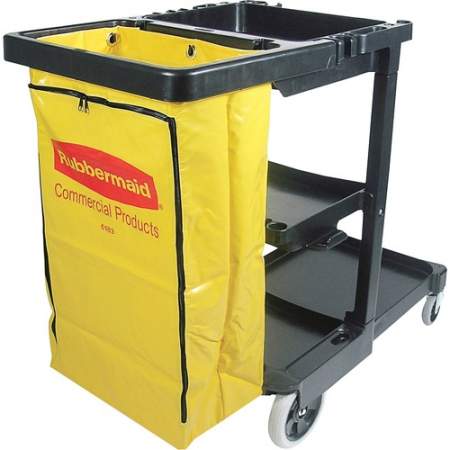 Rubbermaid Commercial Janitor Cart With Zipper Yellow Vinyl Bag (617388)