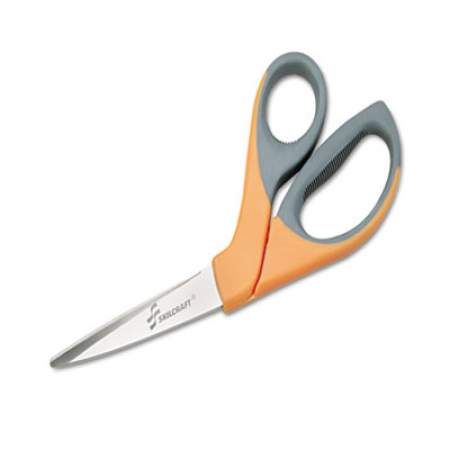 AbilityOne 5110012414371 SKILCRAFT Scissors, 8.25" Long, 3.63" Cut Length, Orange/Gray Offset Handle