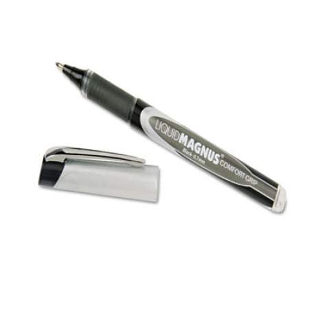 AbilityOne 7520015877791 SKILCRAFT Liquid Magnus Roller Ball Pen, Stick, Fine 0.7 mm, Black Ink, Black/Clear Barrel, 4/Pack