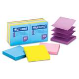 Highland Self-Stick Pop-Up Notes, 3 x 3, Assorted Bright, 100-Sheet, 12/Pack (6549PUB)