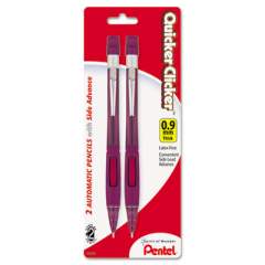 Pentel Quicker Clicker Mechanical Pencil, 0.9 mm, HB (#2.5), Black Lead, Burgundy Barrel, 2/Pack (PD349BP2K6)