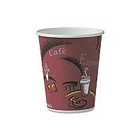 Paper Hot Drink Cups in Bistro Design, 10 oz, Maroon, 300/Carton (OF10BI0041)