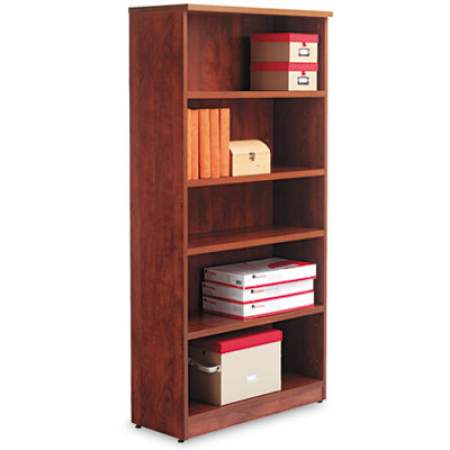 Alera Valencia Series Bookcase, Five-Shelf, 31 3/4w x 14d x 64 3/4h, Medium Cherry (VA636632MC)