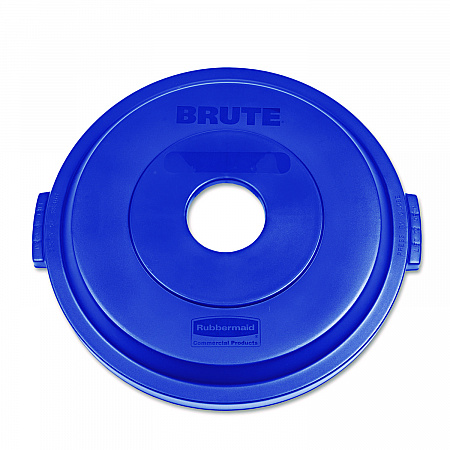Bottle/Can Recycling Top for BRUTE 32 gal Containers, Round Openings, 9.8w x 22.9d x 22.3h, Blue (1788376)