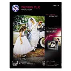 HP Premium Plus Photo Paper, 11.5 mil, 8.5 x 11, Soft-Gloss White, 50/Pack (CR667A)