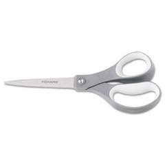 Fiskars Contoured Performance Scissors, 8" Long, 3.13" Cut Length, Gray Straight Handle (01004761J)