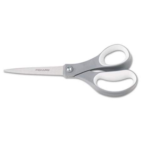 Fiskars Contoured Performance Scissors, 8" Long, 3.13" Cut Length, Gray Straight Handle (1160001005)