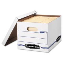 Bankers Box EASYLIFT Basic-Duty Strength Storage Boxes, Letter Files, 12.75" x 13.25" x 10.5", White/Blue, 12/Carton (0006301)