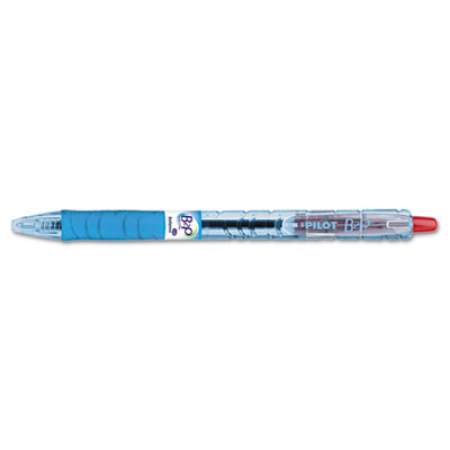 Pilot B2P Bottle-2-Pen Recycled Ballpoint Pen, Retractable, Medium 1 mm, Red Ink, Translucent Blue Barrel, Dozen (32802)