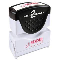 ACCUSTAMP2 Pre-Inked Shutter Stamp, Red, REVISED, 1 5/8 x 1/2 (035587)