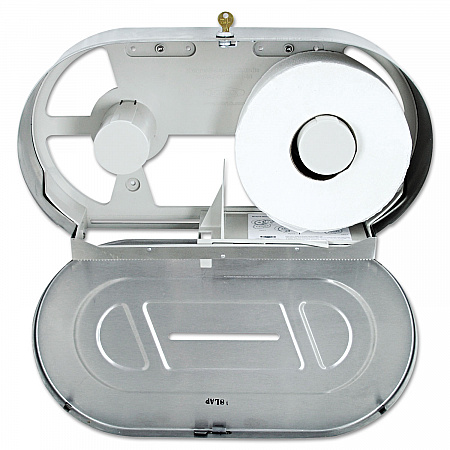 Stainless Steel Two-Roll Jumbo Toilet Tissue Dispenser, 20.81 x 5.31 x 11.38, Satin-Finish Stainless Steel (2892)