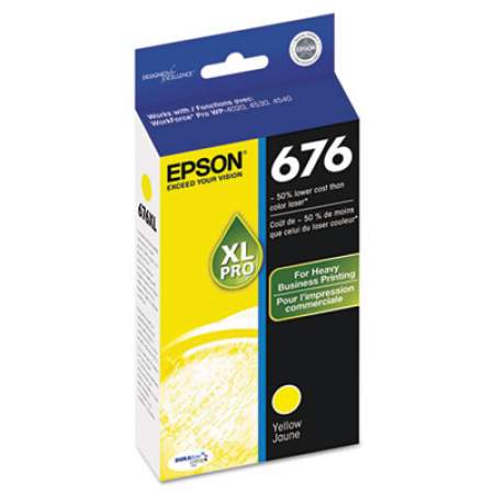 Epson T676XL420-S (676XL) High-Yield Ink, 2,400 Page-Yield, Yellow