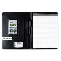 AbilityOne 7510014844563 SKILCRAFT Black Leather Look Portfolio, Solar Calculator/Writing Pad/Pen