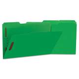 Universal Deluxe Reinforced Top Tab Folders with Two Fasteners, 1/3-Cut Tabs, Legal Size, Green, 50/Box (13526)