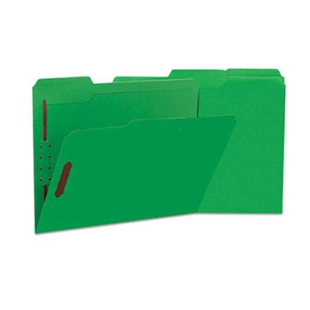 Universal Deluxe Reinforced Top Tab Folders with Two Fasteners, 1/3-Cut Tabs, Letter Size, Green, 50/Box (13522)