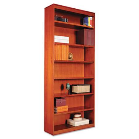 Alera Square Corner Wood Bookcase, Seven-Shelf, 35.63"w x 11.81"d x 83.86"h, Medium Cherry (BCS78436MC)