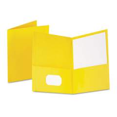 Oxford Twin-Pocket Folder, Embossed Leather Grain Paper, 0.5" Capacity, 11 x 8.5, Yellow, 25/Box (57509)