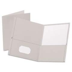Oxford Twin-Pocket Folder, Embossed Leather Grain Paper, 0.5" Capacity, 11 x 8.5, Gray, 25/Box (57505)