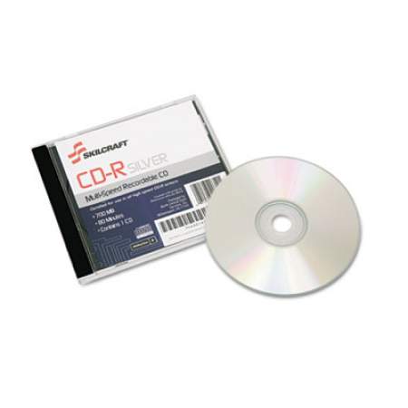 AbilityOne 7045014445160, SKILCRAFT Recordable Compact Disc, CD-R, 700 MB/80 min, 52x, Jewel Case, Silver
