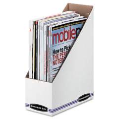 Bankers Box Corrugated Cardboard Magazine File, 4 x 9 1/4 x 11 3/4, White, 12/Carton (10723)