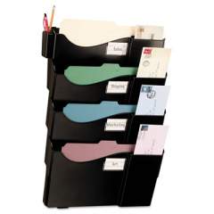 Officemate Grande Central Wall Filing System, Four Pockets, 16 5/8 x 4 3/4 x 23 1/4, Black (21724)