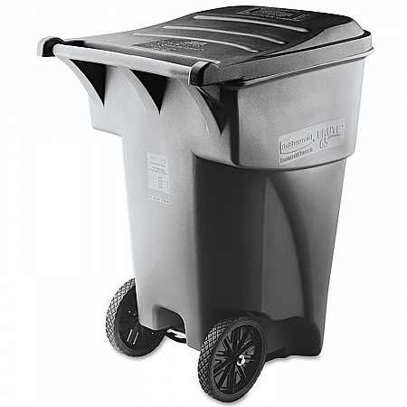 Brute Roll-Out Heavy-Duty Container, 95 gal, Polyethylene, Gray (9W22GY)