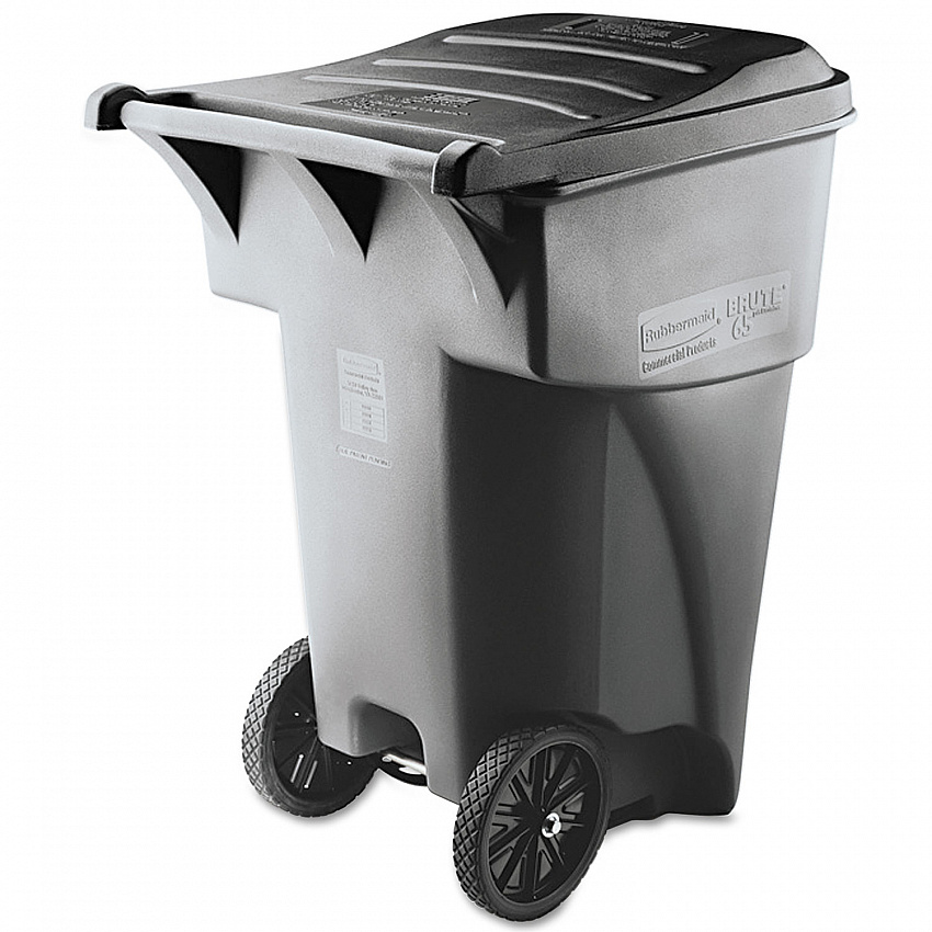 Brute Roll-Out Heavy-Duty Container, 95 gal, Polyethylene, Gray (9W22GY)