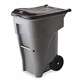 Brute Roll-Out Heavy-Duty Container, 65 gal, Polyethylene, Gray (9W21GY)