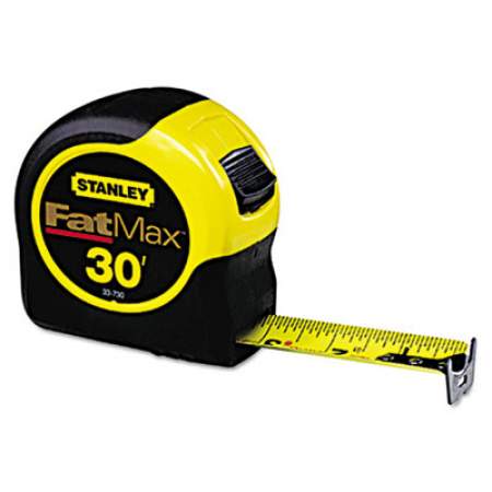 Stanley Tools Fat Max Tape Rule, 1 1/4" x 30ft, Plastic Case, Black/Yellow, 1/16" Graduation (33730)
