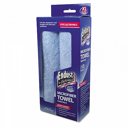Extra-Large Microfiber Towels Twin-Pack, 15 x 15, Unscented, Blue, 2/Pack (11421)