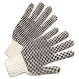 Anchor Brand PVC-Dotted String Knit Gloves, Natural White/Black, Large, 12 Pairs (6705)