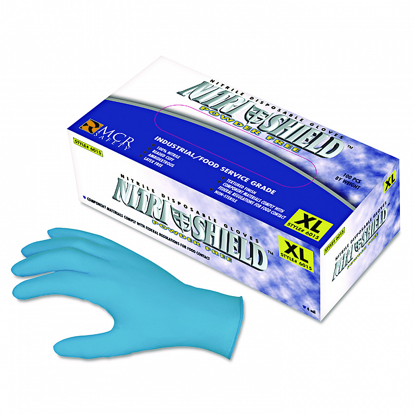 Disposable Nitrile Gloves, Powder-Free, Large, 4 mil Thick, Blue, 100/Box (6015L)