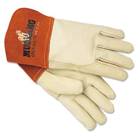 MCR Safety Mustang MIG/TIG Leather Welding Gloves, White/Russet, Large, 12 Pairs (4950L)