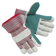 MCR Safety Men's Economy Leather Palm Gloves, White/Red, Large, 12 Pairs (1211J)