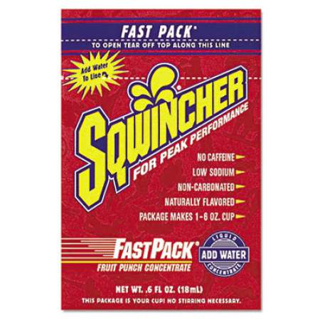 Sqwincher Fast Pack Drink Package, Fruit Punch, .6oz Packet, 200/carton (015305FP)