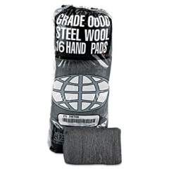 GMT Industrial-Quality Steel Wool Hand Pads, #0000 Super Fine, Steel Gray, 16 Pads/Sleeve, 12 Sleeves/Carton (117000)