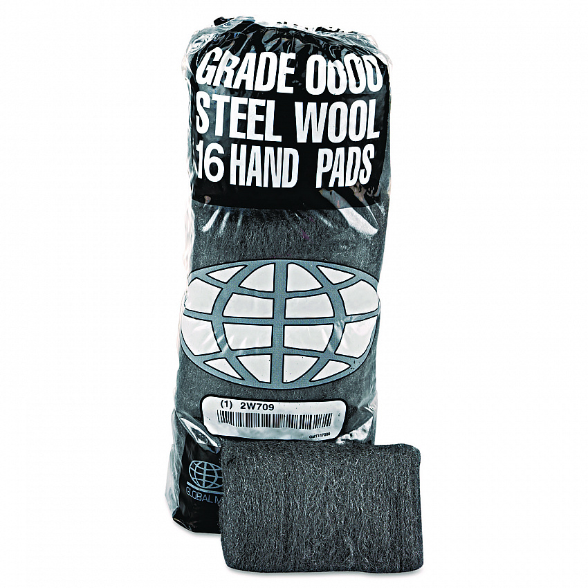 Industrial-Quality Steel Wool Hand Pad, #2 Medium Coarse, Steel Gray, 16/Pack, 12 Packs/Carton (117005)