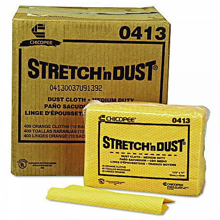 Stretch 'n Dust Cloths, 12.6 x 17, Yellow, 40/Pack, 10 Packs/Carton (0413)