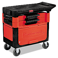 Trades Cart with Locking Storage Area, Plastic, 2 Shelves, 2 Drawers, 330 lb Capacity, 19.25" x 38" x 33.38", Black (618088BLA)
