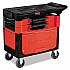 Trades Cart with Locking Storage Area, Plastic, 2 Shelves, 2 Drawers, 330 lb Capacity, 19.25