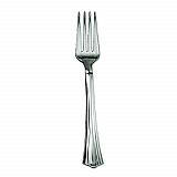 Heavyweight Plastic Forks, Reflections Design, Silver, 600/Carton (610155)