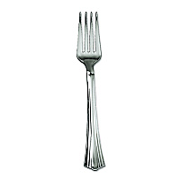 Heavyweight Plastic Forks, Reflections Design, Silver, 600/Carton (610155)