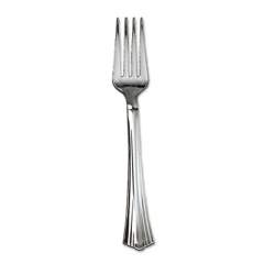 WNA Heavyweight Plastic Forks, Reflections Design, Silver, 600/Carton (610155)