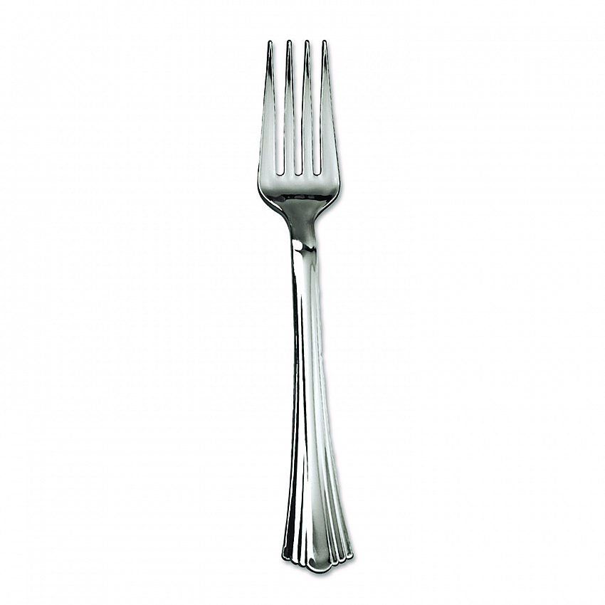 Heavyweight Plastic Forks, Reflections Design, Silver, 600/Carton (610155)