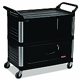 Xtra Equipment Cart, Plastic, 3 Shelves, 300 lb Capacity, 20.75" x 40.63" x 37.8", Black (4095BLA)