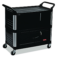Xtra Equipment Cart, Plastic, 3 Shelves, 300 lb Capacity, 20.75" x 40.63" x 37.8", Black (4095BLA)