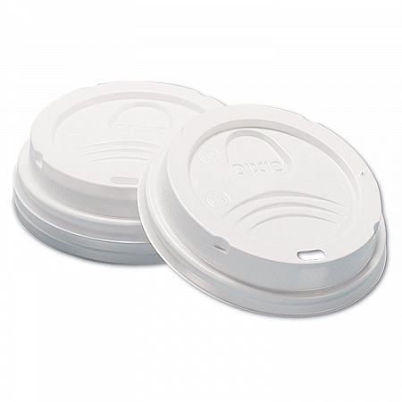 Dome Hot Drink Lids, WiseSize, Fits 8 oz Hot Cups, Plastic, White, 100/Sleeve, 10 Sleeves/Carton (D9538)