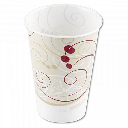 Symphony Design Wax-Coated Paper Cold Cups, ProPlanet Seal, 7 oz, Beige/White/Red, 100/Sleeve, 20 Sleeves/Carton (R7NSYM)