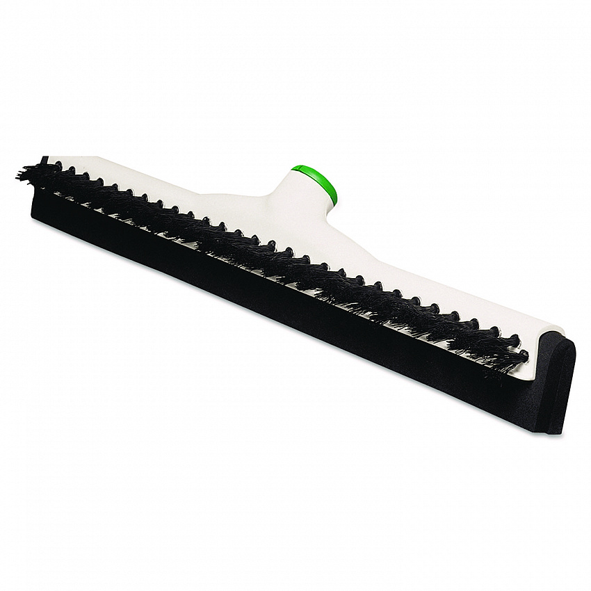 Sanitary Brush with Squeegee, Black Polypropylene Bristles, 18" Brush, Moss Plastic Handle (PB45A)